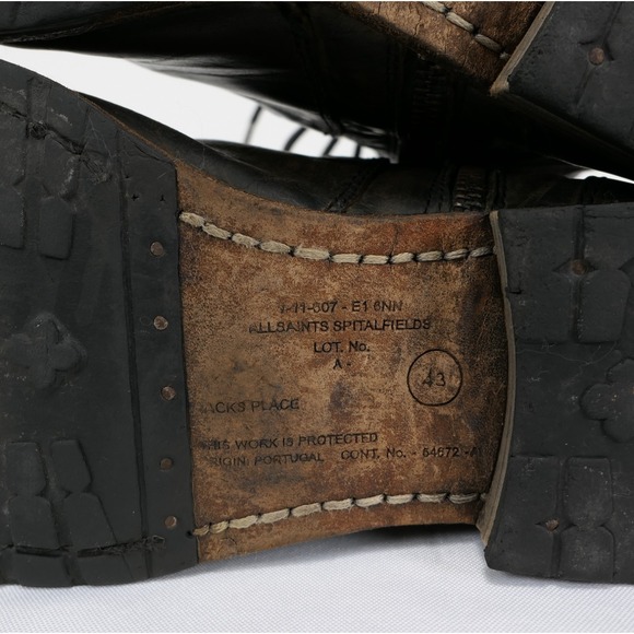 Allsaints Distressed 7" Side Zip Leather Boots Men's 10 Combat Biker *READ* - Picture 12 of 16